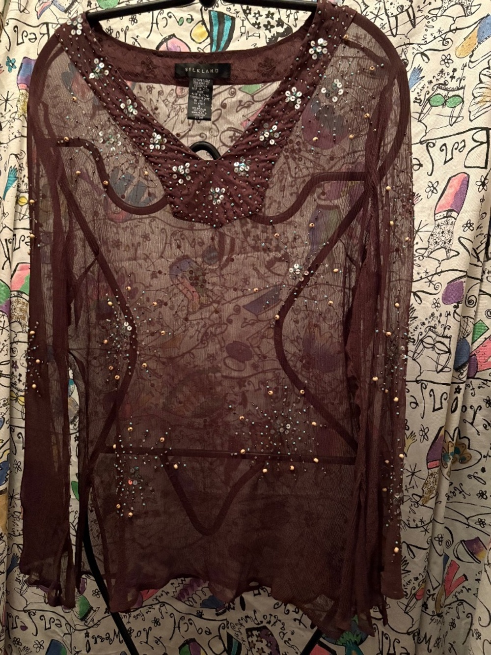 Silkland sheer beaded tunic